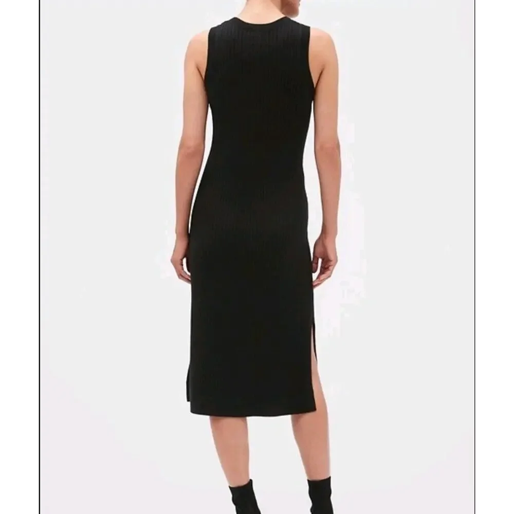 NWT Banana Republic Ribbed Knit Sheath Sweater Dress Black Slit Midi Fall '18 XL - Picture 4 of 12